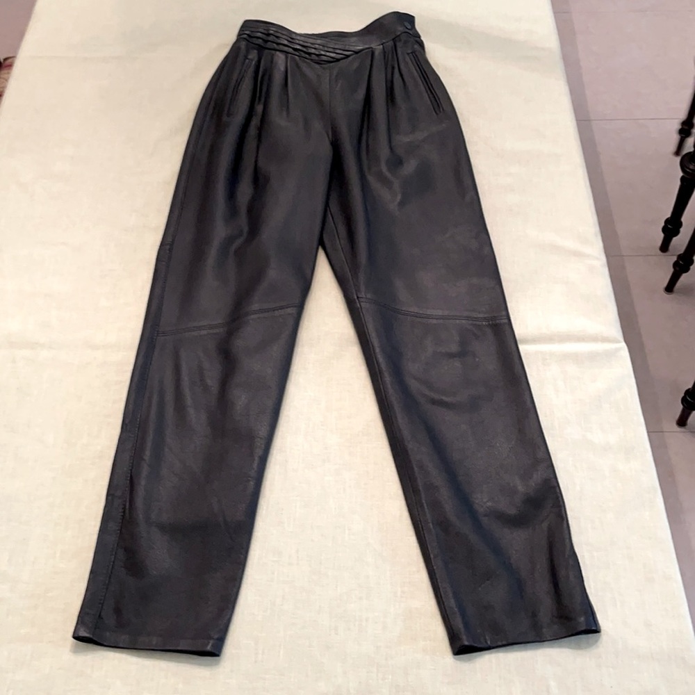 Very Fine Kidskin Softest Lamb Leather Black Pants Made in Germany - Like New!